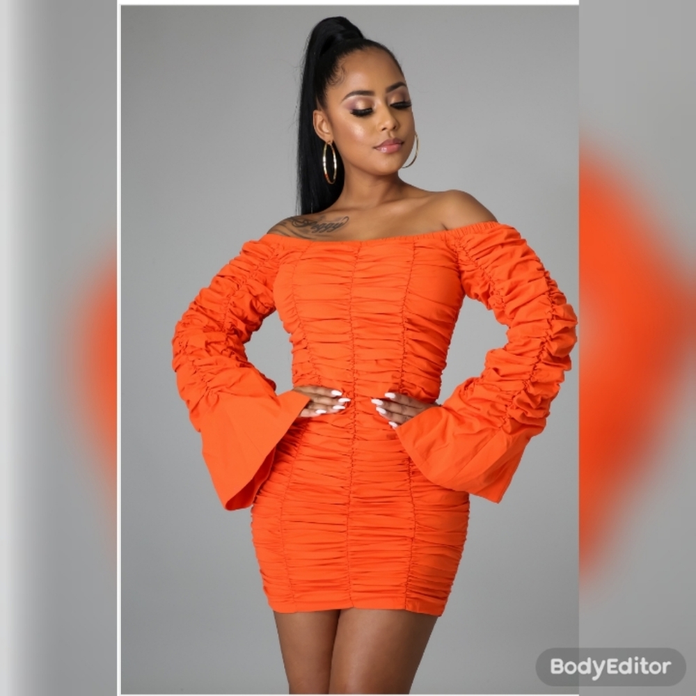 Long Sleeve Ruched Dress